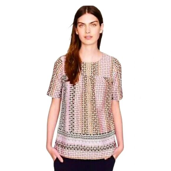 J. Crew Pink geo top Size 2 - Picture 1 of 7